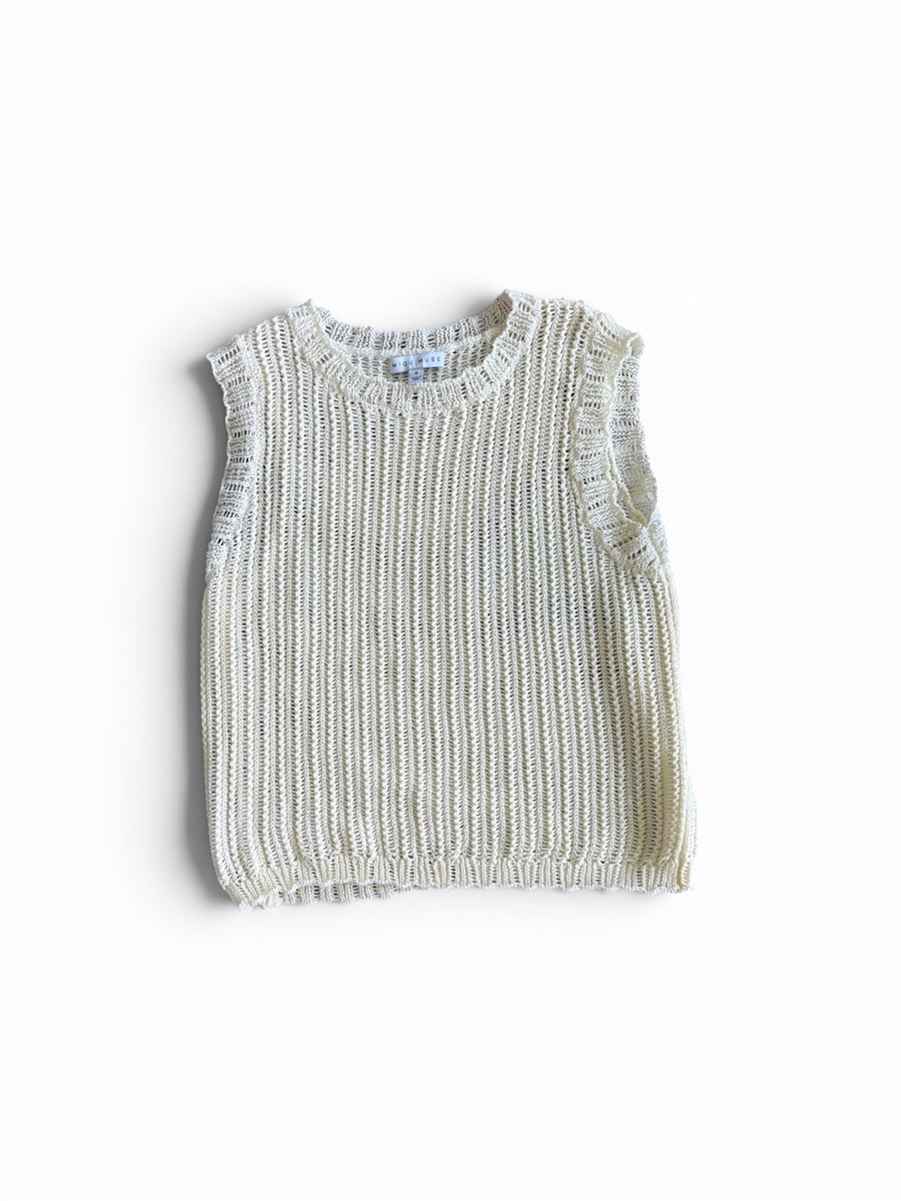 Miou Muse Penny Crochet Sleeveless Tank Top in Natural Small - Picture 2 of 6